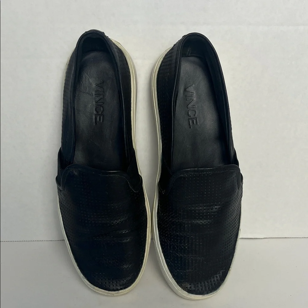 Vince Blair Slip-Ons Black Perforated Leather Size 6